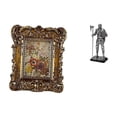thumbnail image 1 of Marco de fotos floral tallado a mano, figura de caballero, estatua decorativa, soporte para fotos, adorno de mesa, marco de fotos antiguo para oficina, 1 of 8