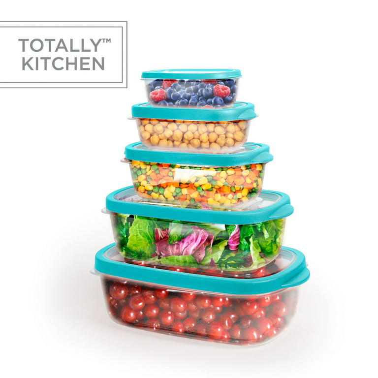 Totally Kitchen Rectangle Food Containers, Teal, 10 Pcs