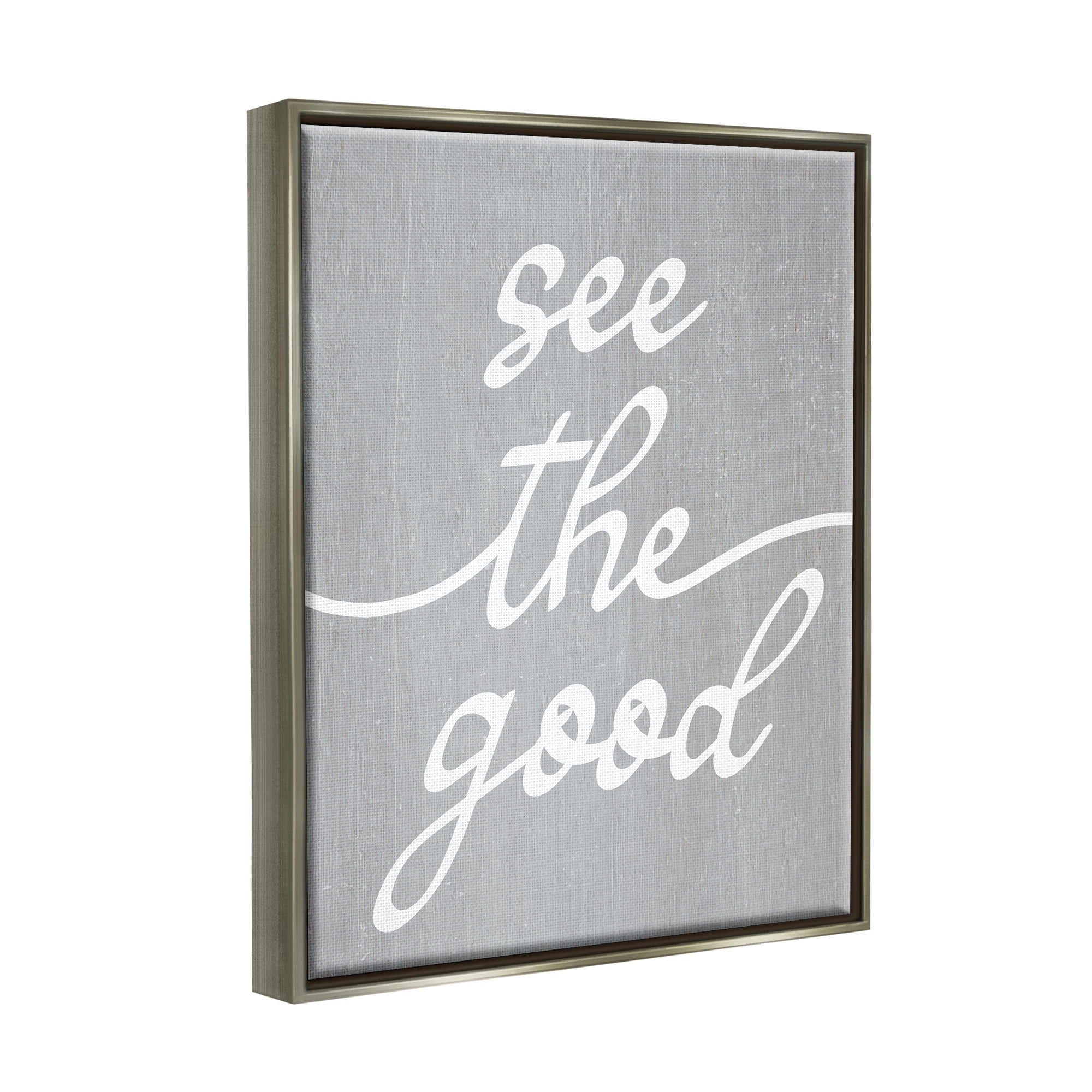 Stupell Industries Grey See The Good Inspirational Painting Gray Floater Framed Art Print Wall Art, 17 x 21