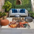 thumbnail image 2 of Rugby Pumpkin Fall Outdoor Rug for Patio/Deck/Porch, Non-Slip Large Area Rug 4 x 6 Ft, Thanksgiving Botanical Autumn Leaf Rustic Indoor Outdoor Rugs Washable Area Rugs, Camping Rug Carpet Runner, 2 of 8