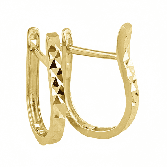 Vinali 14K Solid Yellow Gold Womens faceted Huggie Hoop Earrings 0.49in