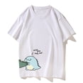 thumbnail image 3 of Camiseta de pareja a juego de dinosaurios, 240 g, camiseta de manga corta holgada informal de verano de alta calidad para novio, novia y niña, 3 of 5