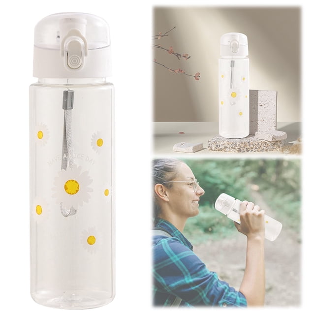 Botella de agua de plástico de 600 ml para uso en interiores y exteriores. Taza ligera, duradera y a prueba de fugas para la hidratación diaria.