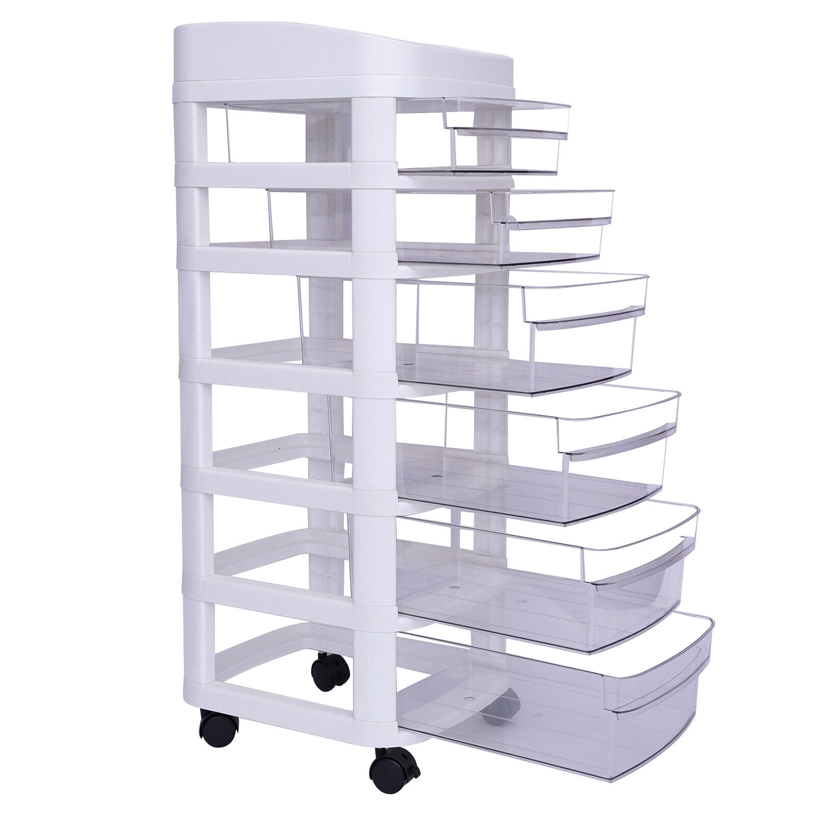 FETCOI Drawer Storage Cart Rolling Storage Cart Storage Drawer Cart Organizer Cart with 6 Plastic Drawers on Wheels Craft Storage Tower Drawers