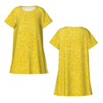 thumbnail image 5 of Lafuoo Yellow Glitter Pattern Women's Short-sleeved Nightdress, Knee-length Pullover Nightgown, Summer Home Wear-Medium, 5 of 8