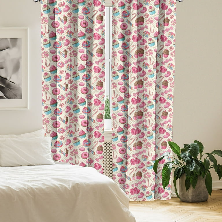 Light Blocking Curtains For Nursery Candy Pattern Blackout Curtains - 63x63  Inch Rod Pocket Thermal Drapes For Kids Room & Living Room Candy Curtains  For Kids