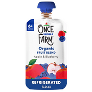 Once Upon a Farm Organic Refrigerated Baby Food Fruit & Veggie Blend Apple & Blueberry, 3.2oz Pouch