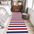 thumbnail image 5 of Red Blue White Striped Large Area Rugs for Bedroom Living Room, Soft Non Slip Carpet Bedside Rug, Modern Simple Stripes Rectangular Floor Cover Kitchen Accent Rug 2'x6' for Dining Room/Office, 5 of 9