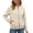 Beige, variant on Zip Up Bomber Jacket for Women, Stand Collar Long Sleeve, Soft Casual Sweatshirt Outerwear with Pockets, 1 Piece, S-XXL, Plus Size Friendly