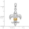 thumbnail image 3 of Silver/14K Two-Tone Sterling Silver Polished Fleur De Lis W/14K Accent Pendant - Jbsp, 3 of 5