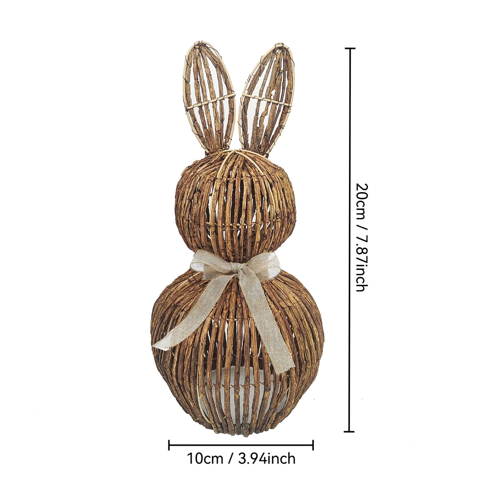 Sktrjpolfis Easter Hand-Woven Bunny Basket Easter Rattan Basket for Egg Hunt Treat Storage
