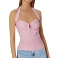 thumbnail image 1 of Ladies' Sexy Backless Navel Lace-Up Solid Color Top - Polyester Material - S-L Sizes, 1 of 7