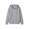 thumbnail image 4 of JIAYUE Women Plain Hooded Sweatshirt Jacket Soft Full Zipper Elastic Ribbed And Hem Daily Hoodies Coat For Weekend Sport Wear Holiday Festive Party, 4 of 4