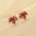 thumbnail image 3 of K-KED Fashion Maple Leaf Cubic Zirconia Stud Earrings Hoop Women Drop Dangle Jewelry-#6, 3 of 9