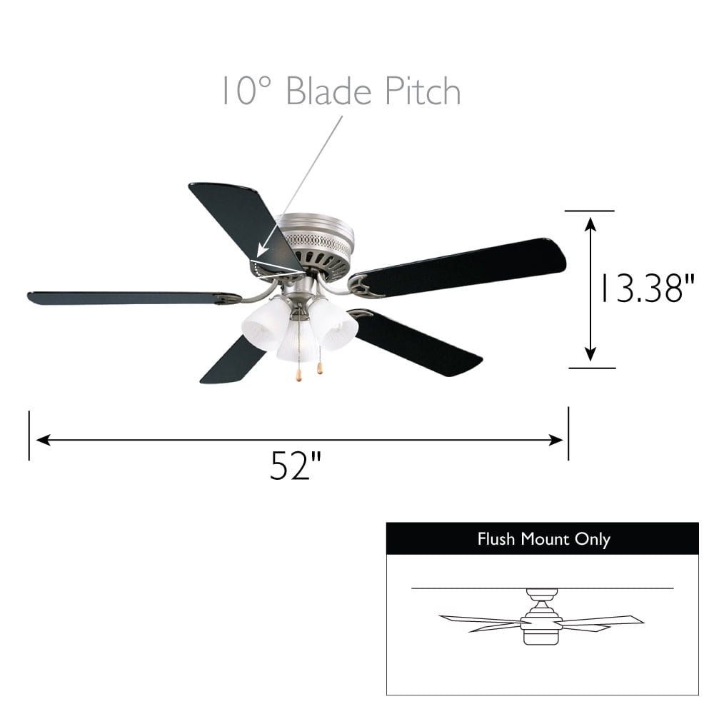 Design House Millbridge 52" Hugger Ceiling Fan with LED Light Kit, 5 Reversible Blades, Satin Nickel