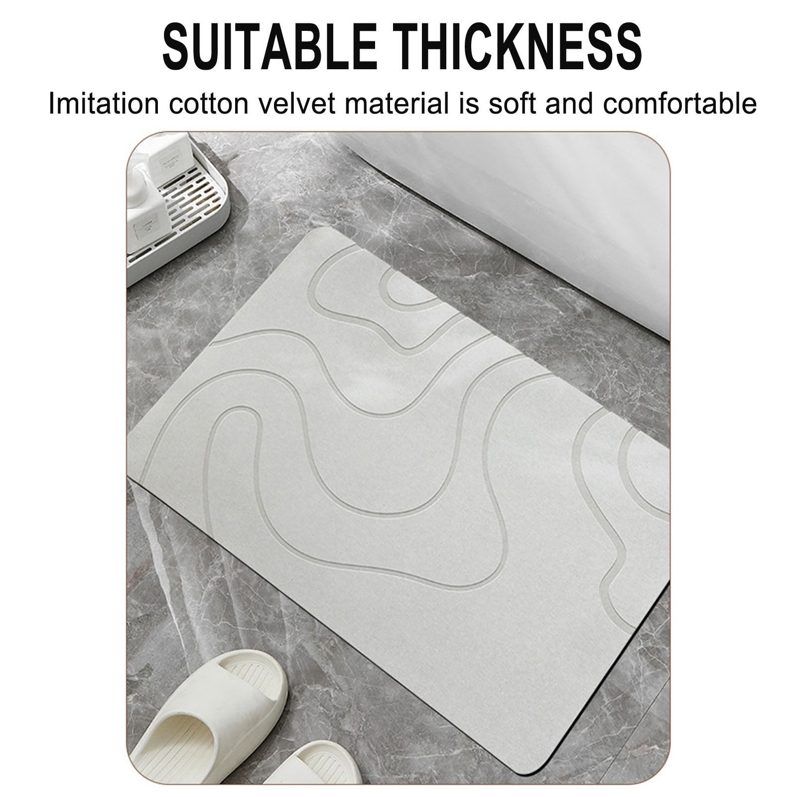 Bath Mat Diatomaceous Earth Shower Mat Non-Slip Super Absorbent Diatomite Stone Mats for Bathroom Floor Quick-Drying Easy to Clean 15.4" x 23.6"
