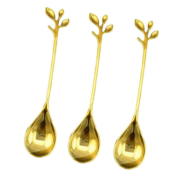 Pequeña Y Elegante De Cena Para El Hogar Hotel Café Casa De Té 3 Piezas Oro Baoblaze Cuchara de té