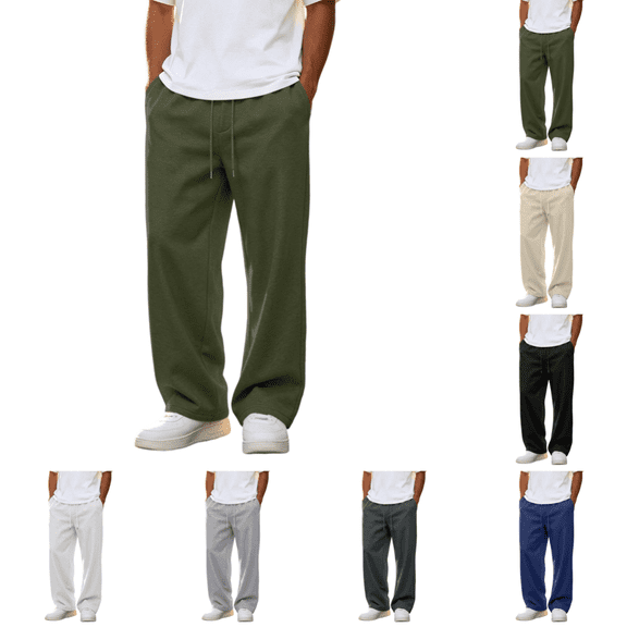 Mens Baggy Sweatpants Casual Stylish Wide Leg Drawstring Waist Sweatpants Loose Fit Sweatpants for Gym Athletic with Pockets Army Green M