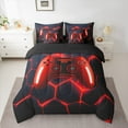 thumbnail image 2 of jejeloiu Neon Gamepad Twin Bedding Sets 7-Piece,Modern Video Game Bedding Comforter Set,Red Black Honeycomb Sheet Sets For Boys Kids,Super Cozy Bedroom Decor Reversible, 2 of 8