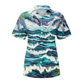 thumbnail image 4 of Huresd Hawaiian Shirts for Women Tropical Palm Tree Print Button Down Collar Short Sleeve Summer Cardigans for Women Lightweight Dark Blue S, 4 of 5
