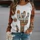 thumbnail image 2 of Camiseta de manga larga con cuello redondo para mujer a la moda, blusa suelta con estampado de verano Fridja  ghj987+4269, 2 of 5