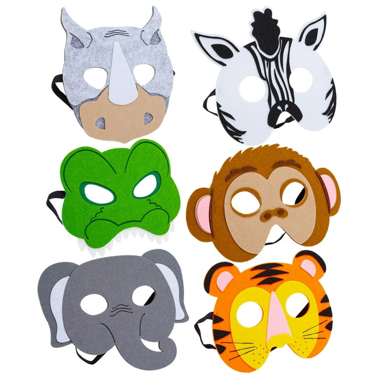 Masques animaux de la jungle en carton - MisterFiesta - Lot de 8