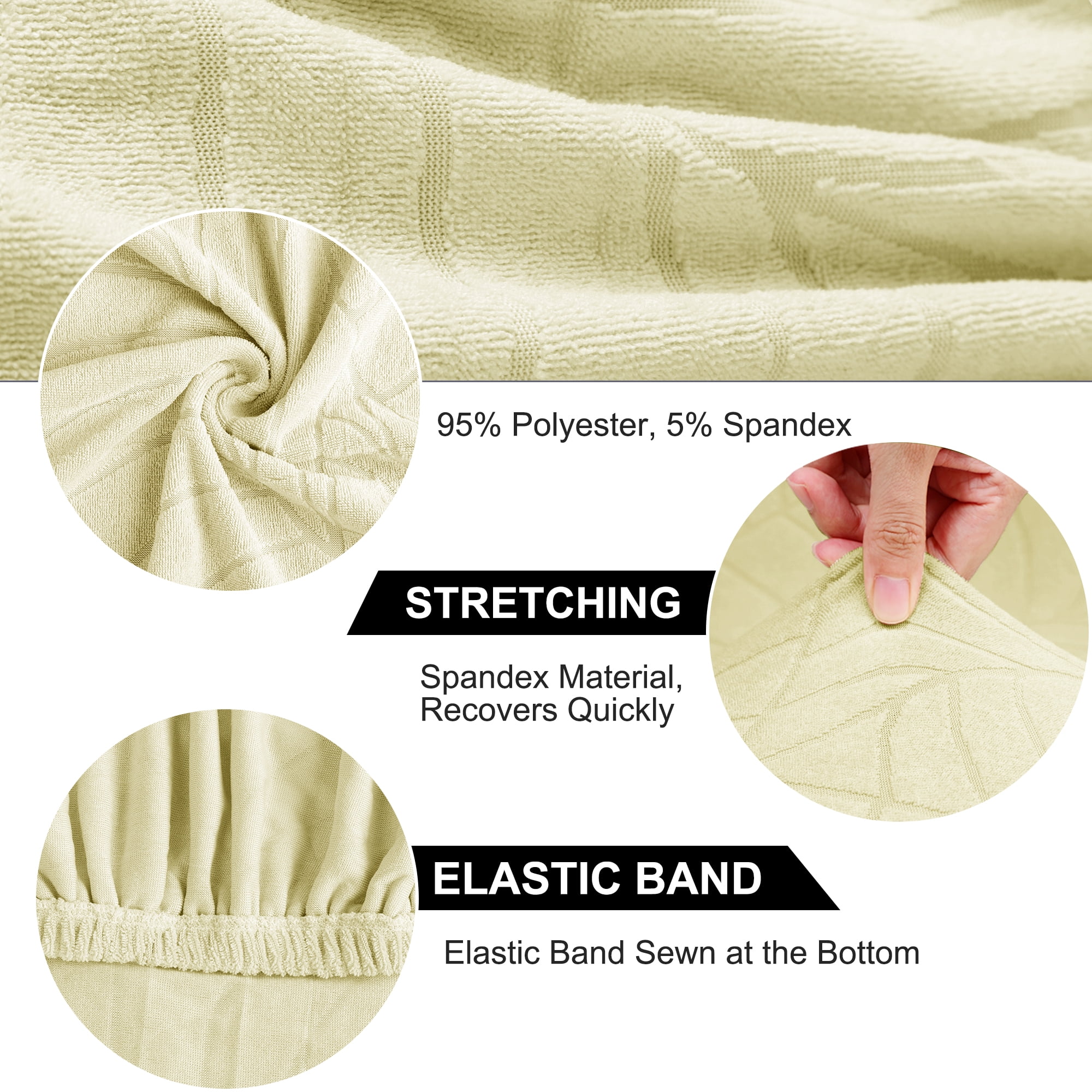 Unique Bargains Jacquard Stretch Removable Dining Room Chair Covers 2 Beige