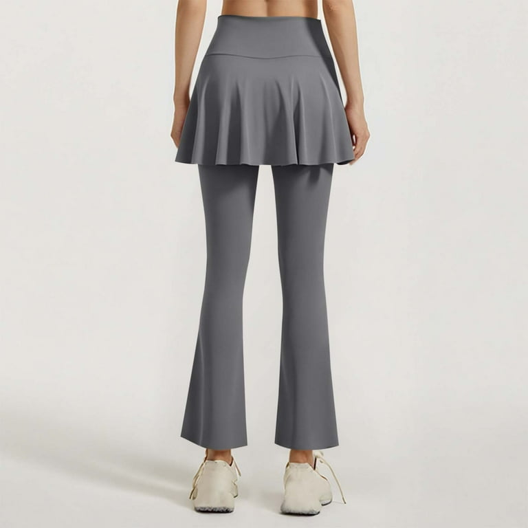 Flare Workout Pants With Skirt Attached UAMVSH Skirted Leggings - Main Image