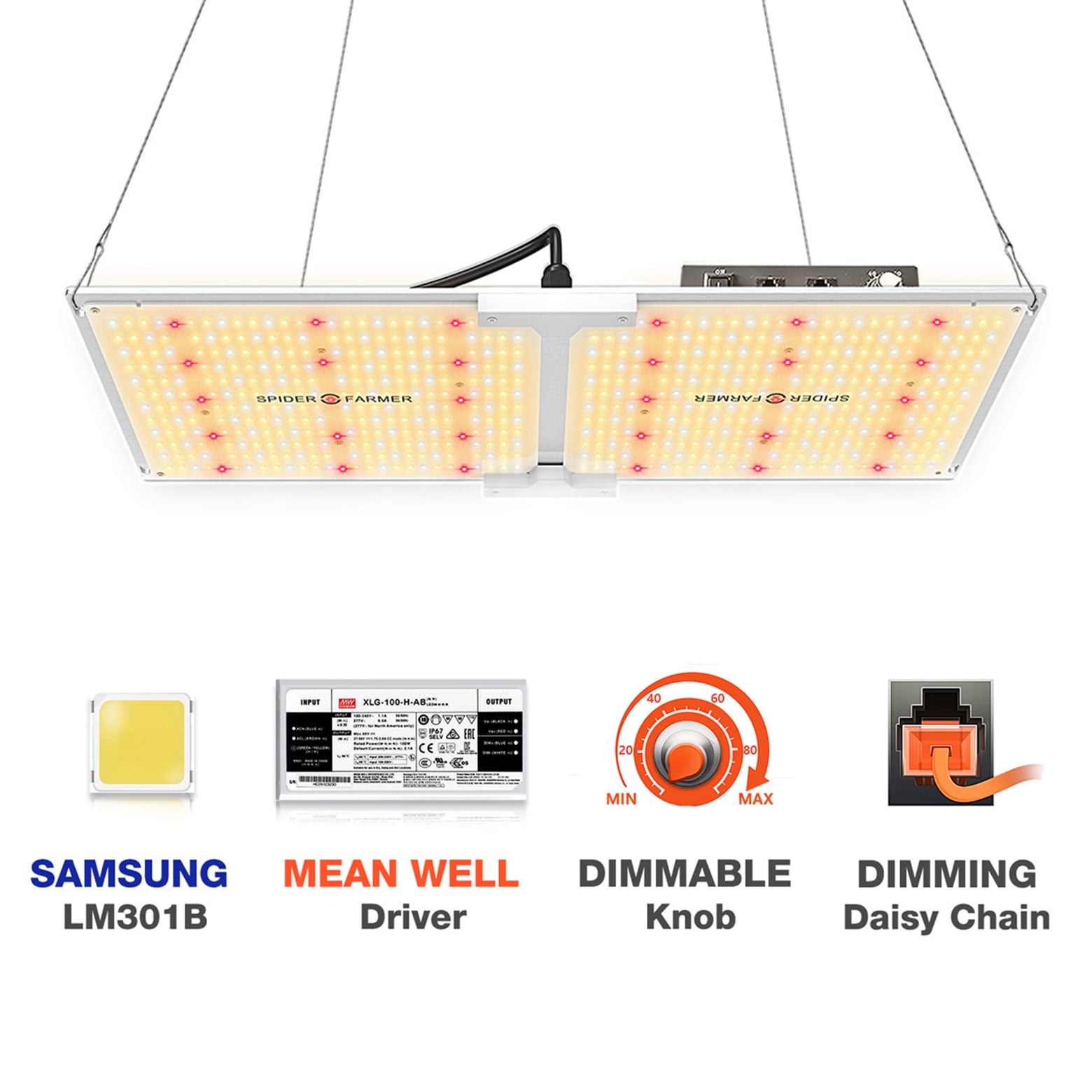 Spider Farmer Sf 2000 Led Grow Light 2x4 Ft Flower Compatible With Samsung Lm301b Diodes Meanwell Driver Dimmable Grow Lights Full Spectrum For Indoor Hydroponic Plants Veg Bloom 606pcs Leds Walmart Com