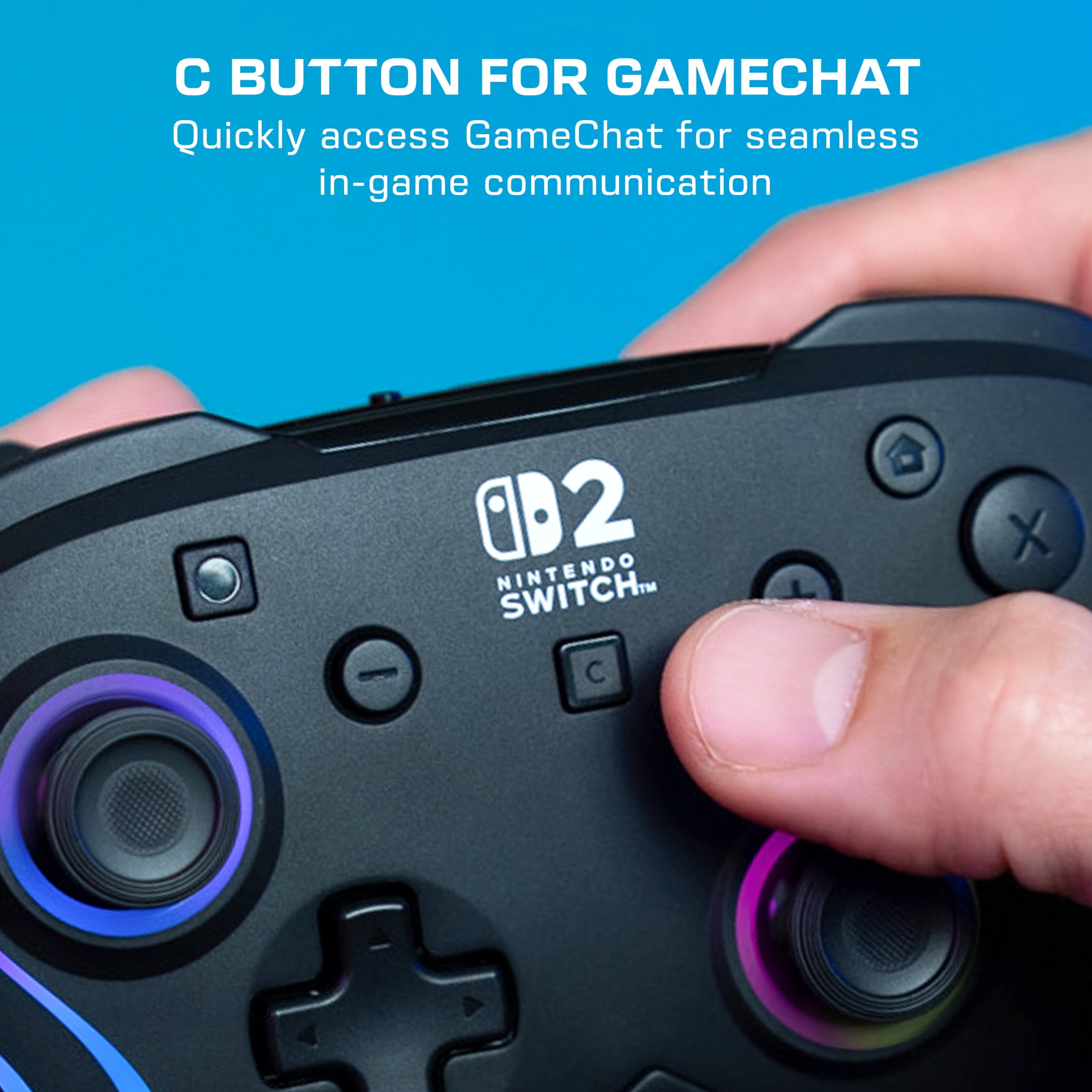 Turtle Beach Afterglow Wave Wireless RGB Gaming Controller (Black) - Officially Licensed for Nintendo Switch 2, Nintendo Switch - Customizable Lighting, TMR Sticks, RBG