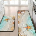 thumbnail image 4 of Ocean Theme Tropical Beach Seashell Starfish Decorative Kitchen Rugs and Mats Set of 2, Low-Profile Floor Mats Decorations for Home Kitchen 17"x47"+17"x30", 4 of 7