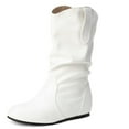 thumbnail image 4 of hopeusnice Womens Low Heel Mid Calf Boots Slouchy Suede Slip On Casual Boots with Side Zipper Comfortable Warm Slip On Non-Slip Fall Winter Boots White 36, 4 of 5