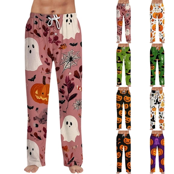 Satingcolo Mens Pajama Pants Halloween Soft Lightweight Men's Pajama Bottoms Sleep Lounge Pants For Men With Drawstring