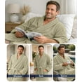 thumbnail image 5 of Dan River Bathrobe for Men and Women One Size Lightweight Cotton Terry Cloth Robe - Beige, 5 of 8