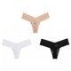 thumbnail image 3 of Juego de 3 bragas de encaje para mujer, patrón de tejido de punto, ropa interior, calzoncillos de cintura baja para mujer, color piel blanco y negro M, 3 of 15