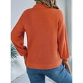 thumbnail image 6 of Women Casual Hollowed Out V-Neck Pullover Sweater Knit Long Sleeve Shirts Top Sweaters Orange Color XL, 6 of 9