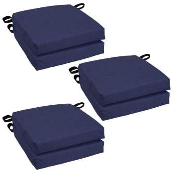 Blazing Needles 16-inch Spun Polyester Solid Outdoor Square Chair Cushions (Set of 6)