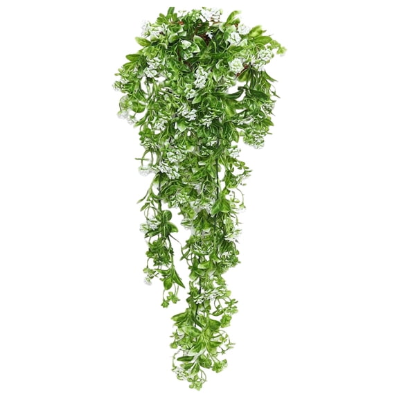 2 Pcs Artificial Hanging Plants Outdoor, 30 Inch UV Resistant Fake Vines with Flowers, Plastic Greenery for Porch, Patio, Garden Decor, Indoor Hanging Basket Filler