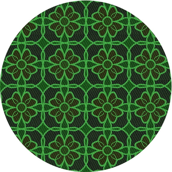 Ahgly Company Indoor Round Patterned Midnight Gray Area Rugs, 7' Round