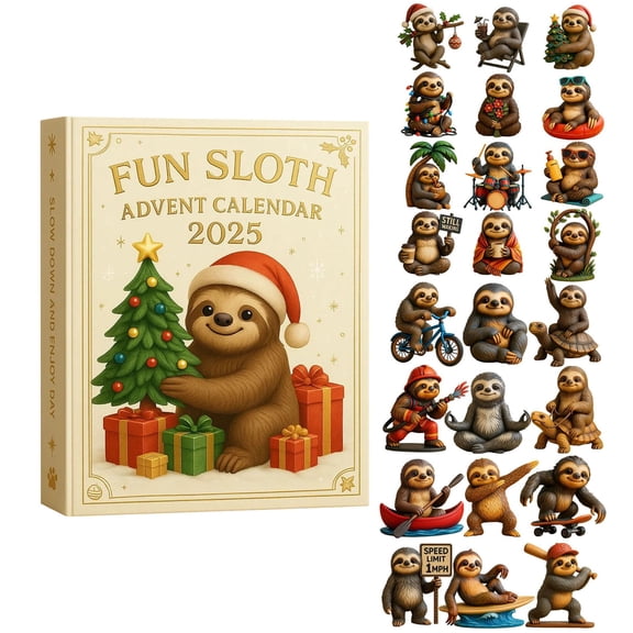Sloth Countdown Calendar Interactive Animal Themed Advent with Mystery Surprise for Kids Holiday Celebration Countdown Activity