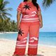 thumbnail image 2 of Set de Lavado Corporal de Manga Corta Impresa de las Mujeres Cuello Redondo con Pantalones a Juego Dos Piezas de Vestido de Verano de Primavera Casual, 2 of 7