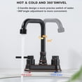 thumbnail image 2 of Wowow 4 in. Centerset Double Handle High Arc Bathroom Faucet with Drain Kit Included in Oil Rubbed Bronze, 2 of 9