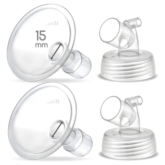 Maymom Two-Piece Wide Neck Pump Parts for Spectra S1/S2 Pumps; Incl Wide Mouth Flanges; Not Original Spectra Flange (15 mm Two Flanges)