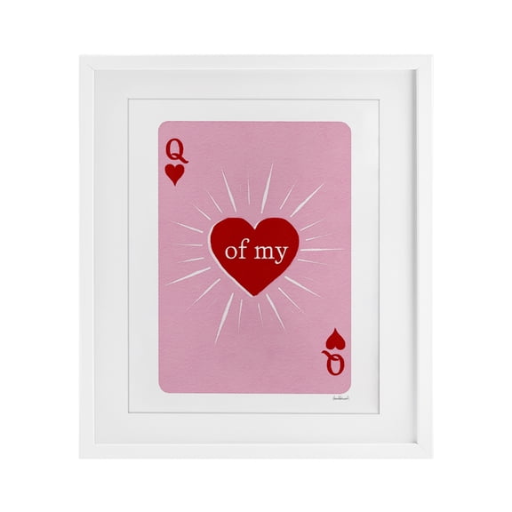 Queen Of My Heart Card White Framed Print Under Glass, design by Amanda Greenwood