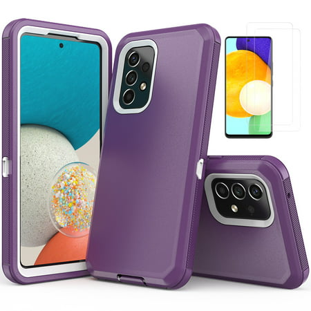NIFFPD Samsung Galaxy A53 5G Case with Screen Protector Full-Body Shockproof Phone Case for Galaxy A53 5G Purple&White