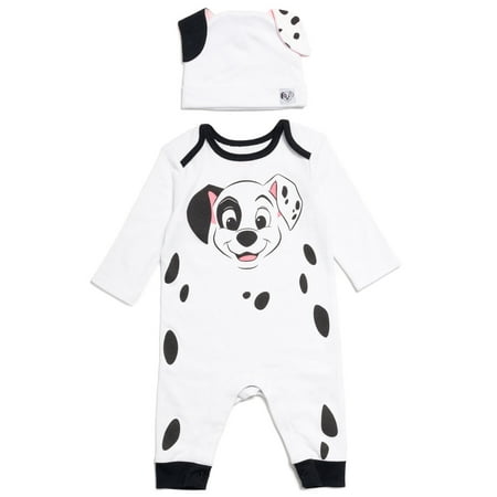 

Disney 101 Dalmations Patch Newborn Baby Boys Snap Cosplay Coverall and Hat 0-3 Months