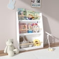 thumbnail image 4 of Yoneston Kids 3-Tier Bookcase with Wood Rails, Children's Standing Display Bookshelf for Playroom, Bedroom, Nursery, White, 4 of 16