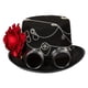 thumbnail image 5 of Sombrero de copa floral steampunk para adultos con gafas, engranaje y cadena decorativa. L, 5 of 9