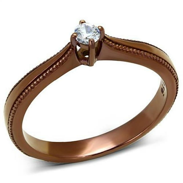 Alamode TK2610-9 Anneau en Acier Inoxydable pour Femmes avec Grade AAA CZ en Clair - Taille 9