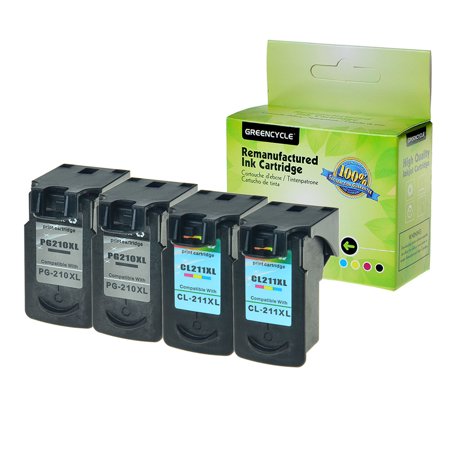 GREENCYCLE Ink Cartridge Remanufactured PG 210XL CL 211XL High Yield 2 Black